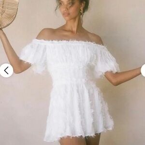 Sabo Luxe London Shirred Dress in White